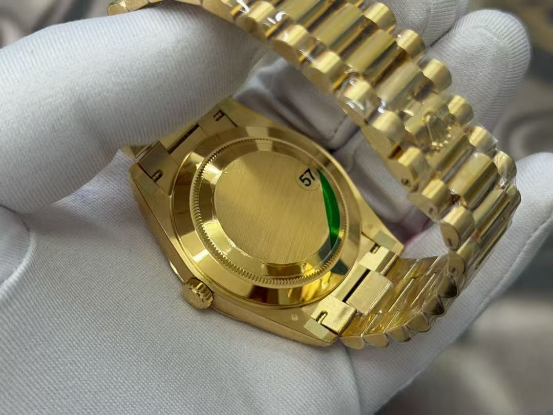(image for) VSF Rolex Day-Date Yellow Gold Case Black Dial Baguette-cut Diamond Markers Super Clone 3255 Movement