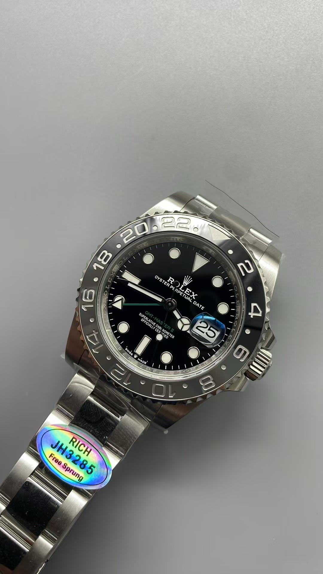(image for) Rich Factory Rolex GMT-Master II 126710GRNR-0001 Bruce Wayne Black/Grey Ceramic Bezel Free-Sprung 3285