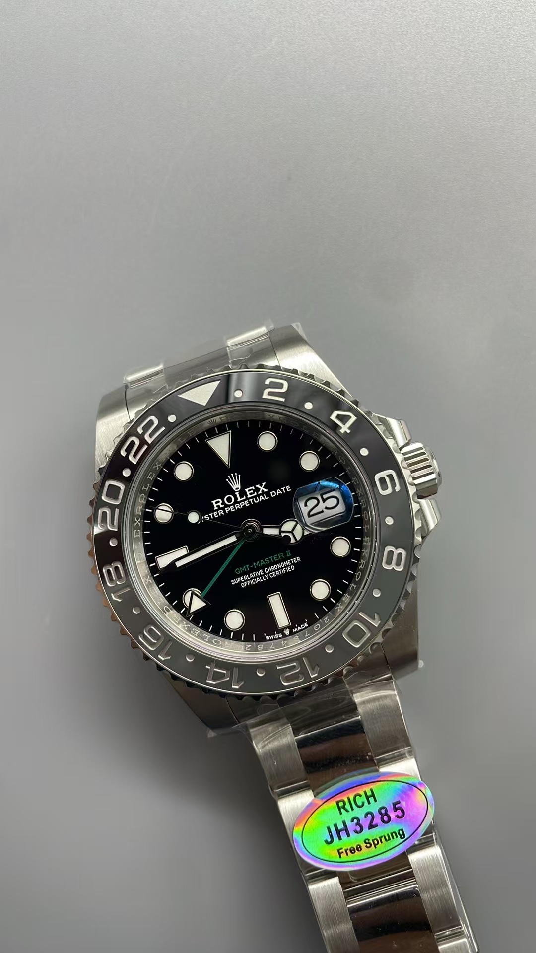 (image for) Rich Factory Rolex GMT-Master II 126710GRNR-0001 Bruce Wayne Black/Grey Ceramic Bezel Free-Sprung 3285