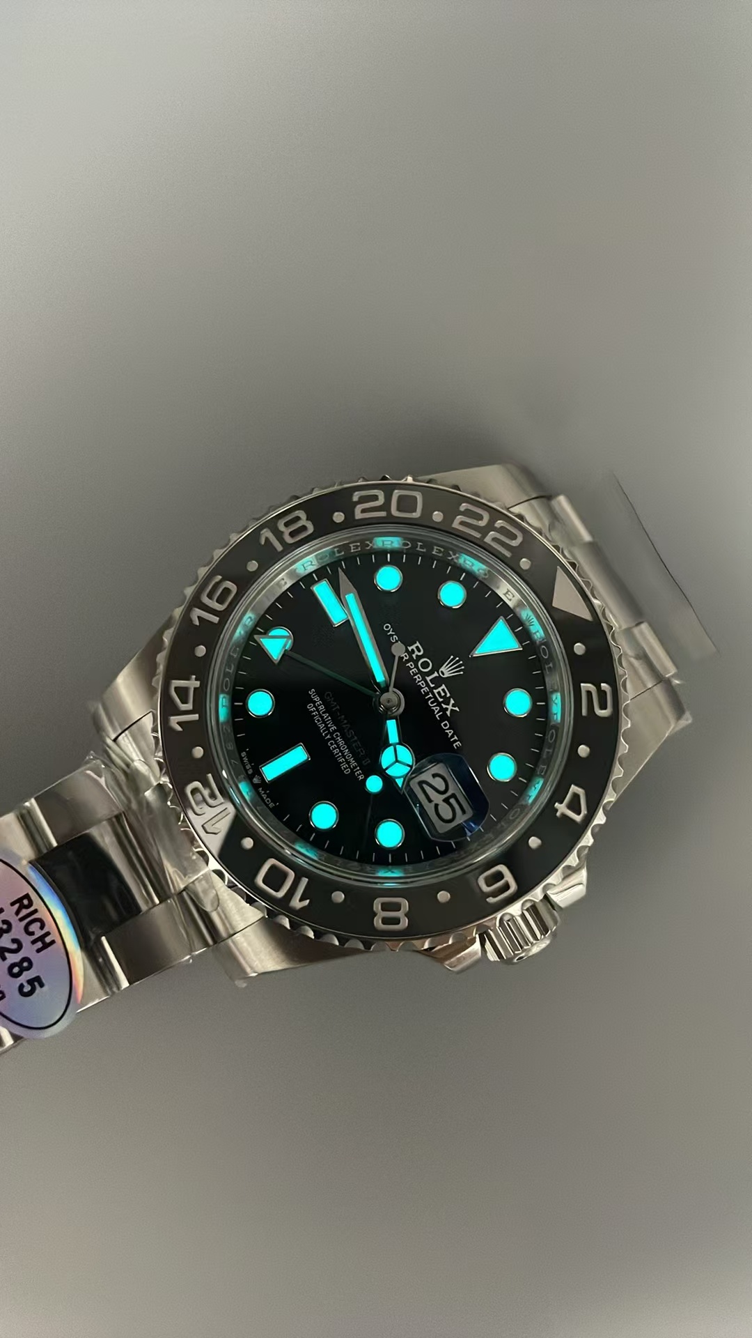 (image for) Rich Factory Rolex GMT-Master II 126710GRNR-0001 Bruce Wayne Black/Grey Ceramic Bezel Free-Sprung 3285