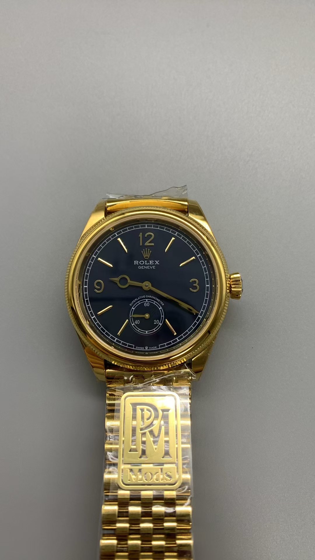(image for) PPM Factory Rolex Perpetual 1908 52508 Yellow Gold Case Black Dial Asian Clone 7140 Movement