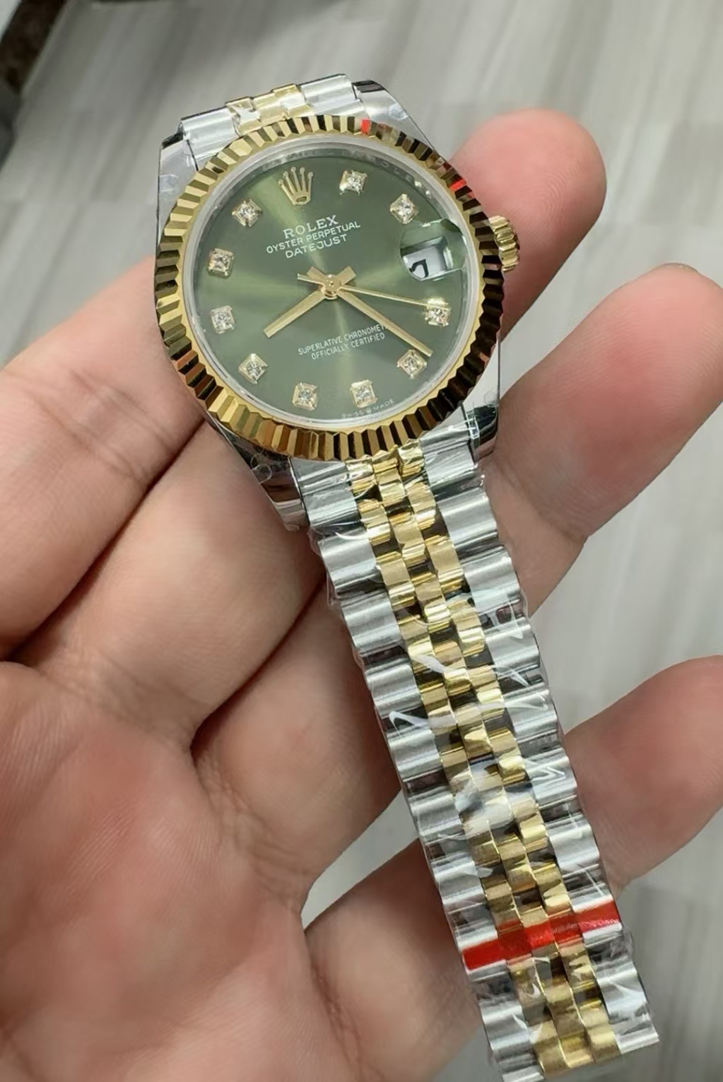 (image for) GMF Rolex Datejust 31mm Two Tone Green Dial Diamond Hour Markers