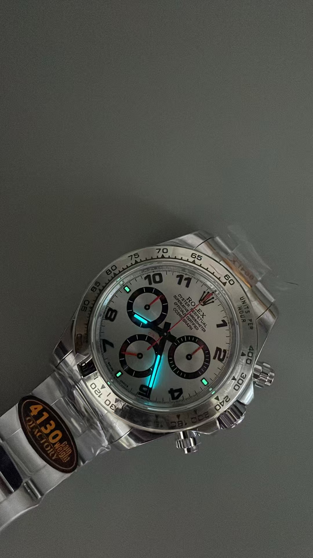 (image for) QF Rolex Daytona Gain Weight Grey Dial Red Hands Super Clone 4130 Movement