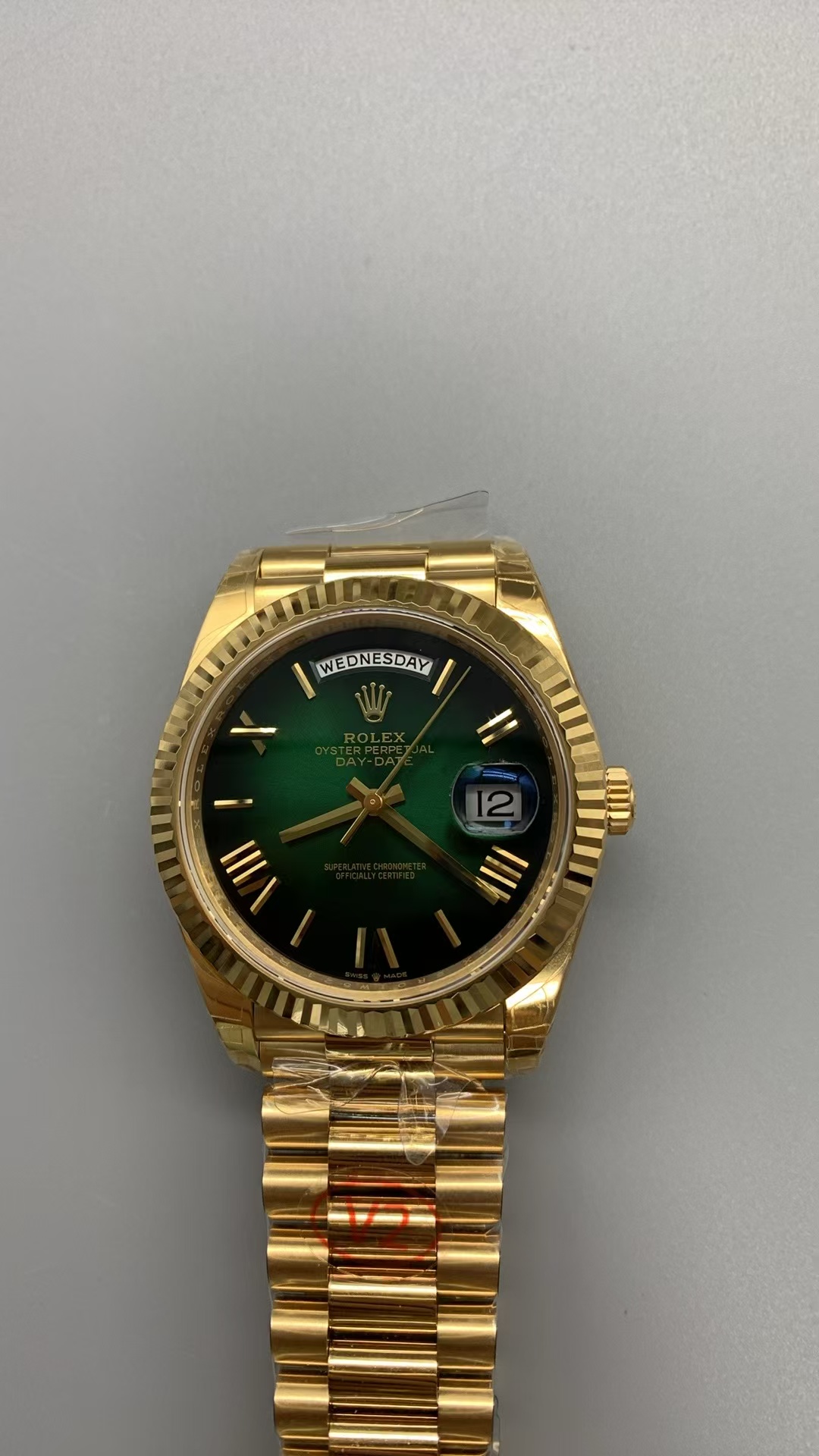 (image for) VSF Rolex Day-Date Gain Weight Yellow Gold Case Ombre Green Super Clone 3255 Movement