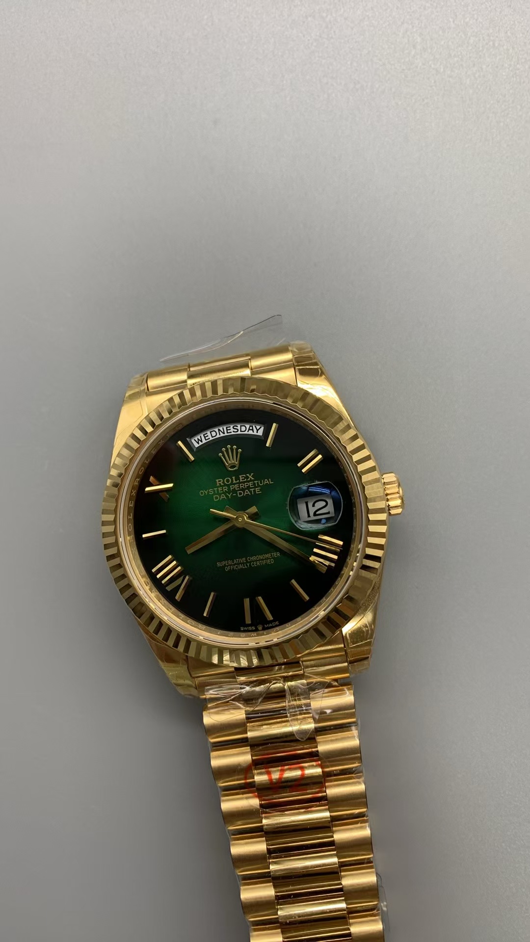 (image for) VSF Rolex Day-Date Gain Weight Yellow Gold Case Ombre Green Super Clone 3255 Movement