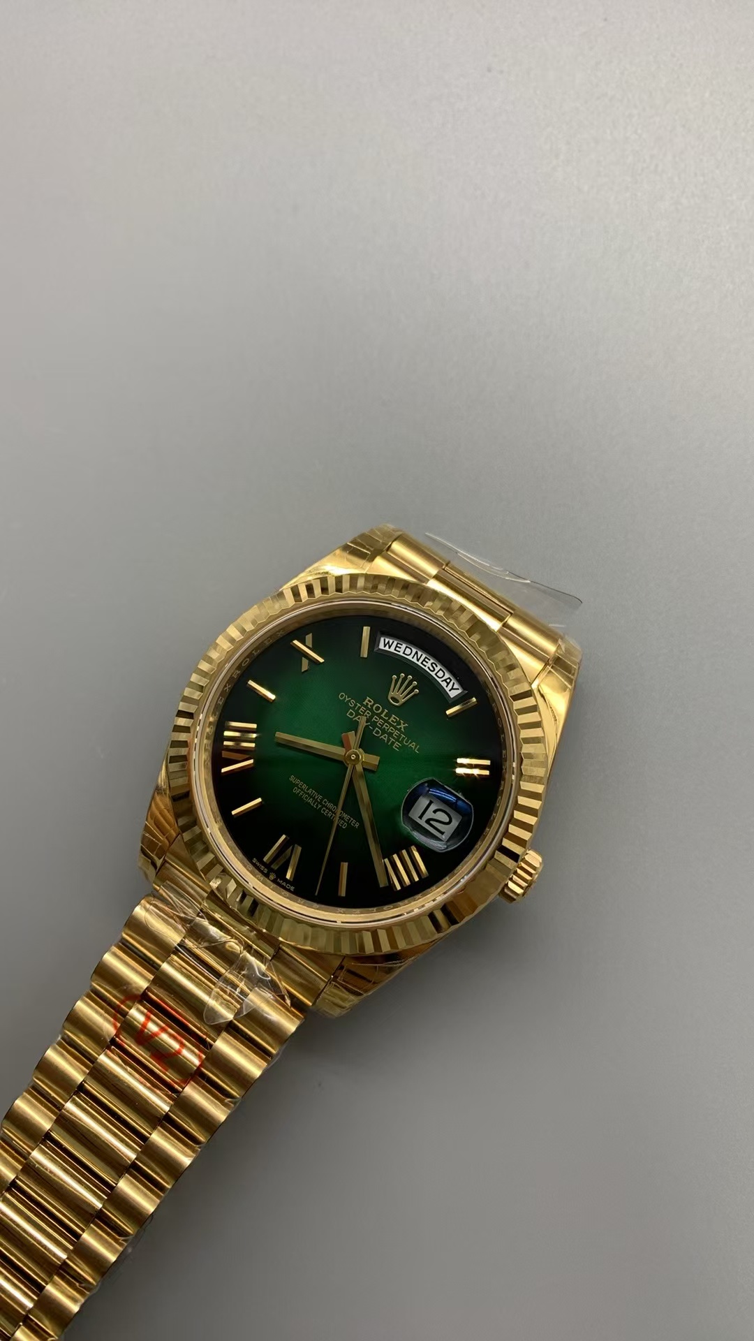 (image for) VSF Rolex Day-Date Gain Weight Yellow Gold Case Ombre Green Super Clone 3255 Movement