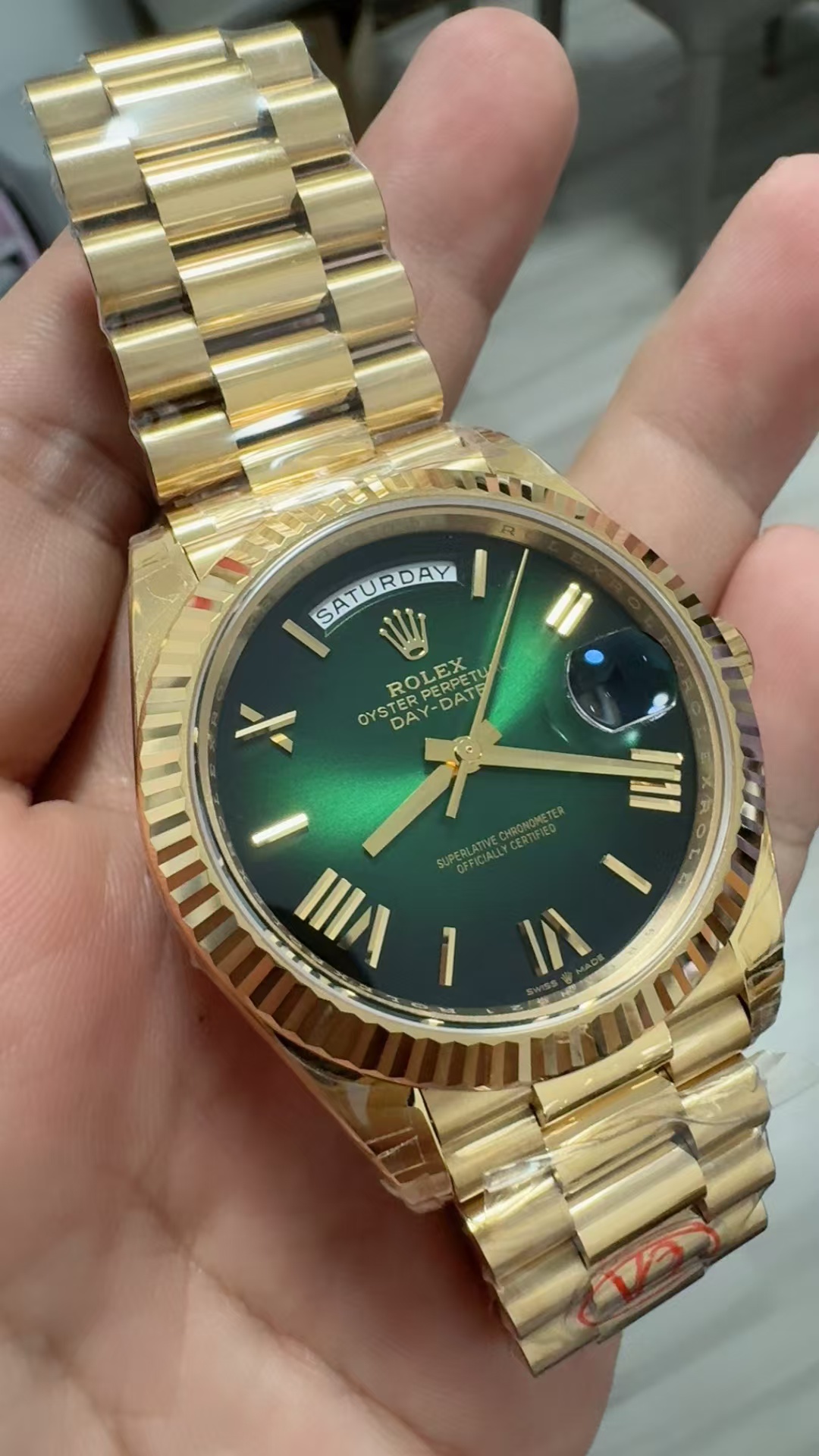 (image for) VSF Rolex Day-Date Gain Weight Yellow Gold Case Ombre Green Super Clone 3255 Movement