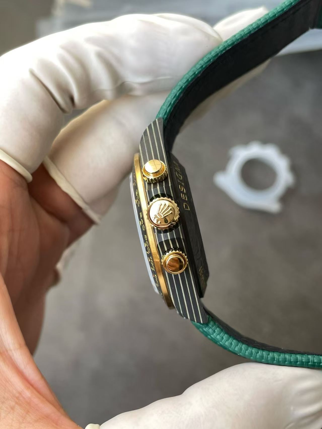 (image for) Sonic Rolex Daytona DiW Carbon Green Dial Green Nylon Band Super Clone 4131 Movement