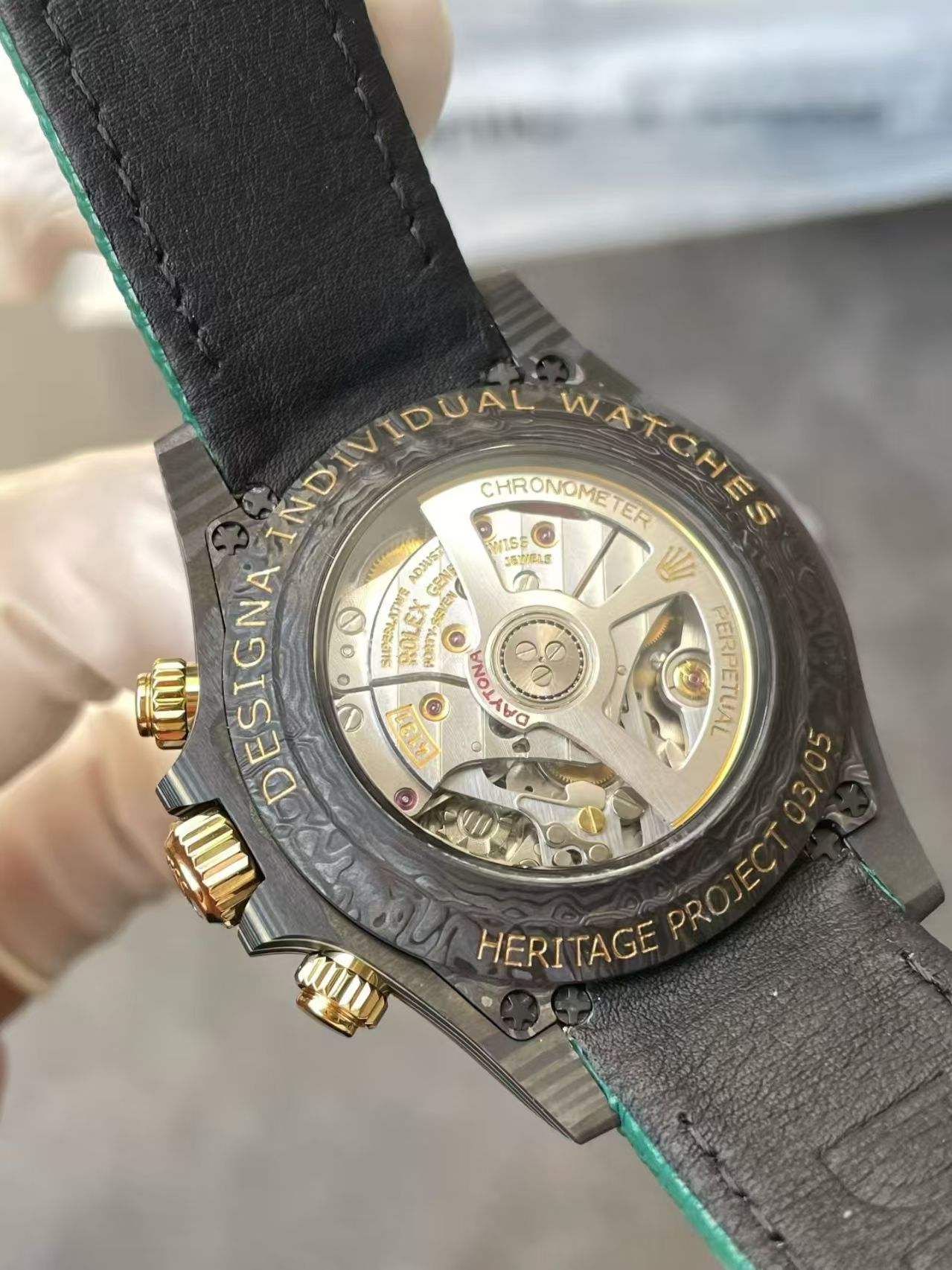 (image for) Sonic Rolex Daytona DiW Carbon Green Dial Green Nylon Band Super Clone 4131 Movement