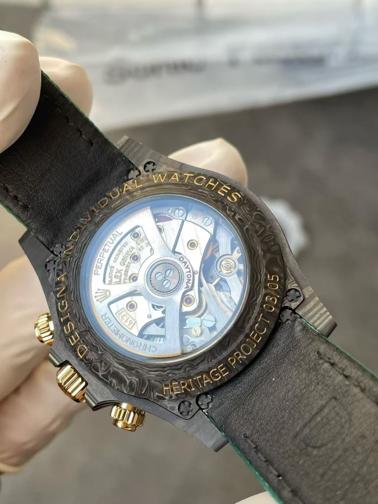 (image for) Sonic Rolex Daytona DiW Carbon Green Dial Green Nylon Band Super Clone 4131 Movement