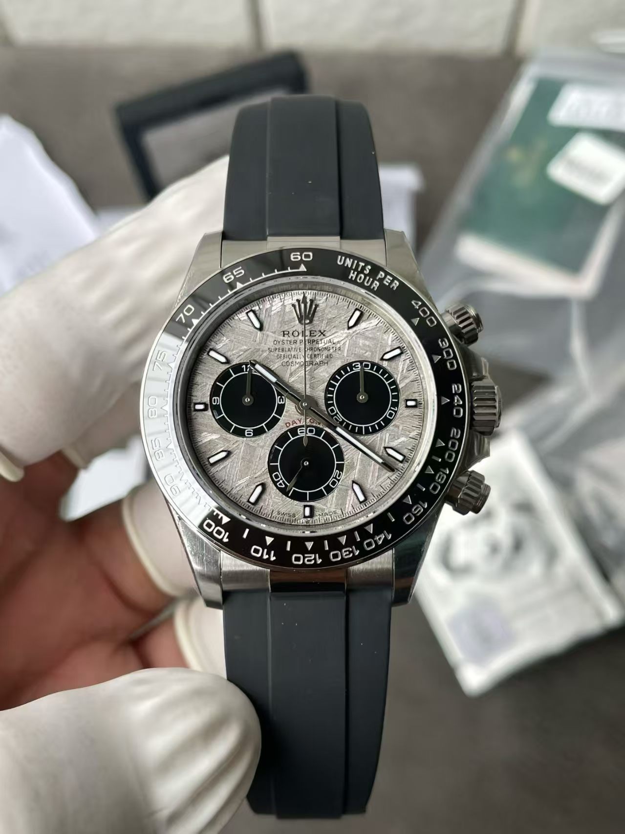 (image for) Rolex Grey Daytona from VS Modified with Meteorite Dial and High Transparent Crystal Super Clone 4131 Movement