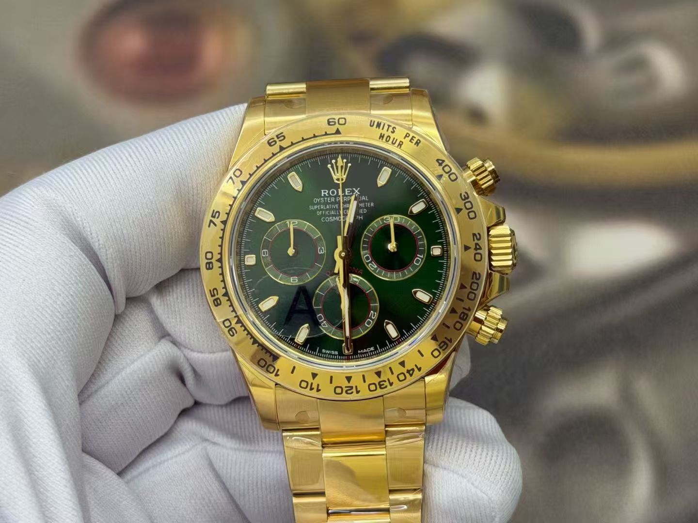 (image for) VSF Rolex Daytona 116508 John Mayer Yellow Gold Case Green Dial with Super Clone 4130 Movement