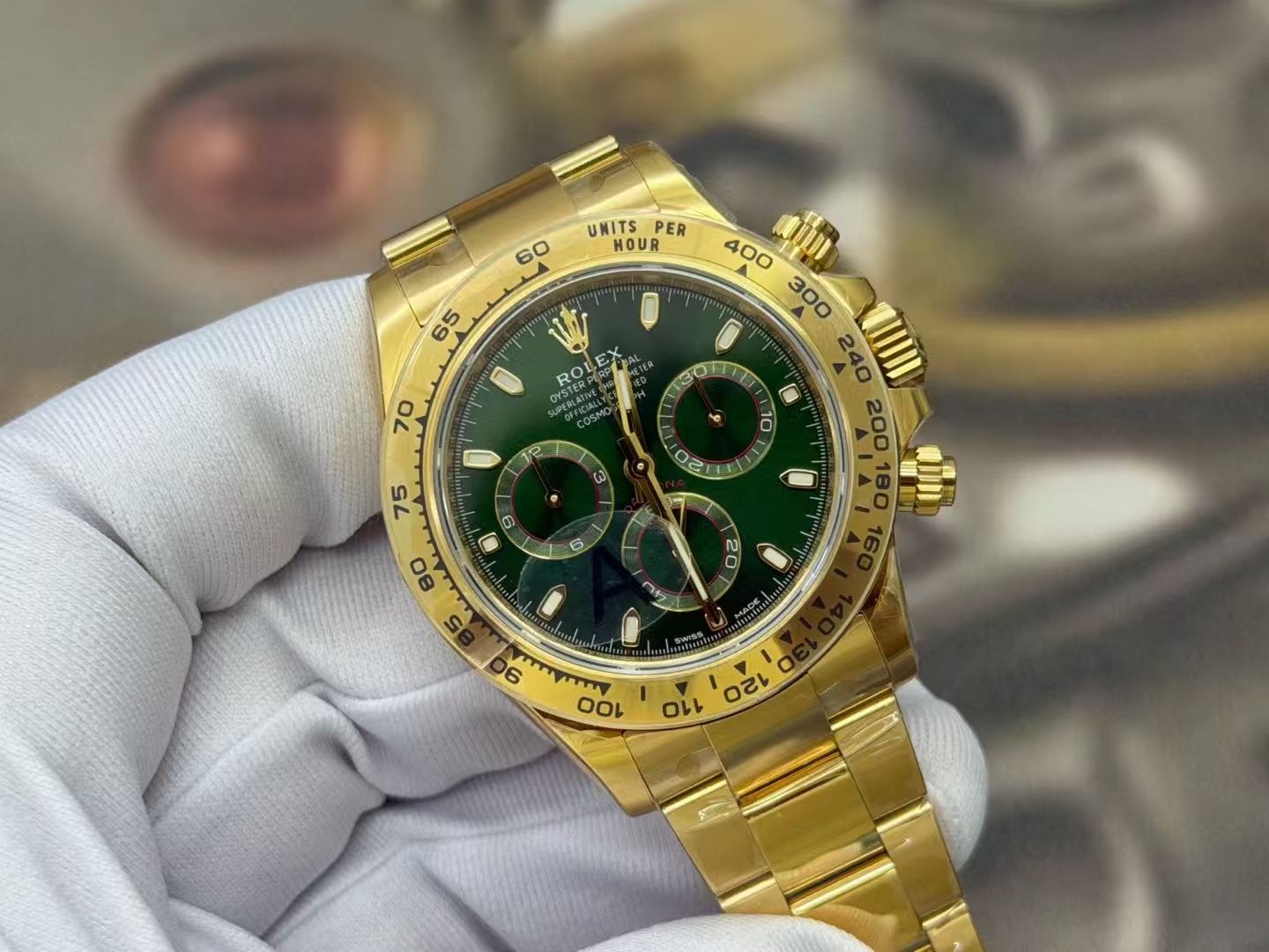 (image for) VSF Rolex Daytona 116508 John Mayer Yellow Gold Case Green Dial with Super Clone 4130 Movement