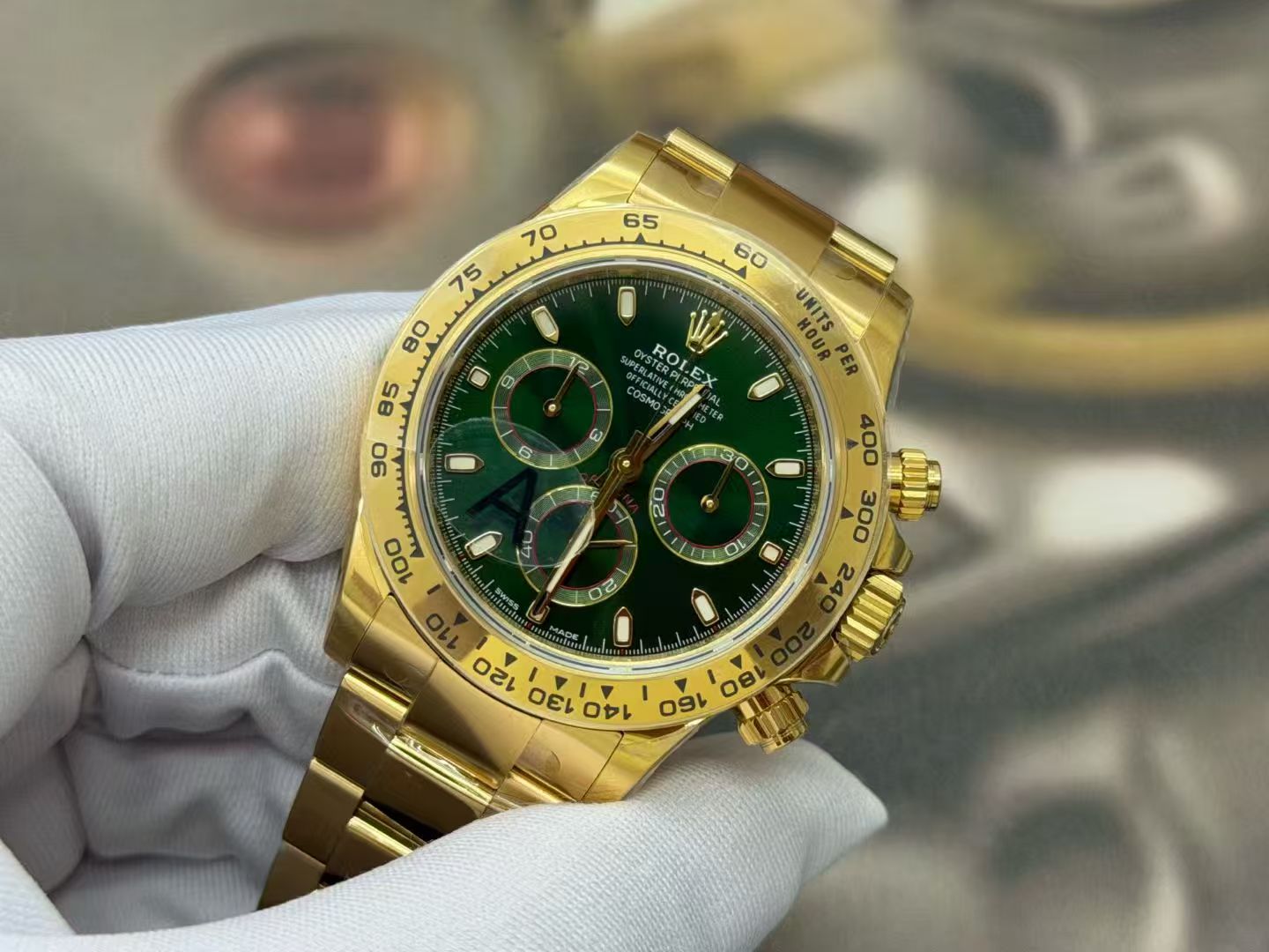 (image for) VSF Rolex Daytona 116508 John Mayer Yellow Gold Case Green Dial with Super Clone 4130 Movement