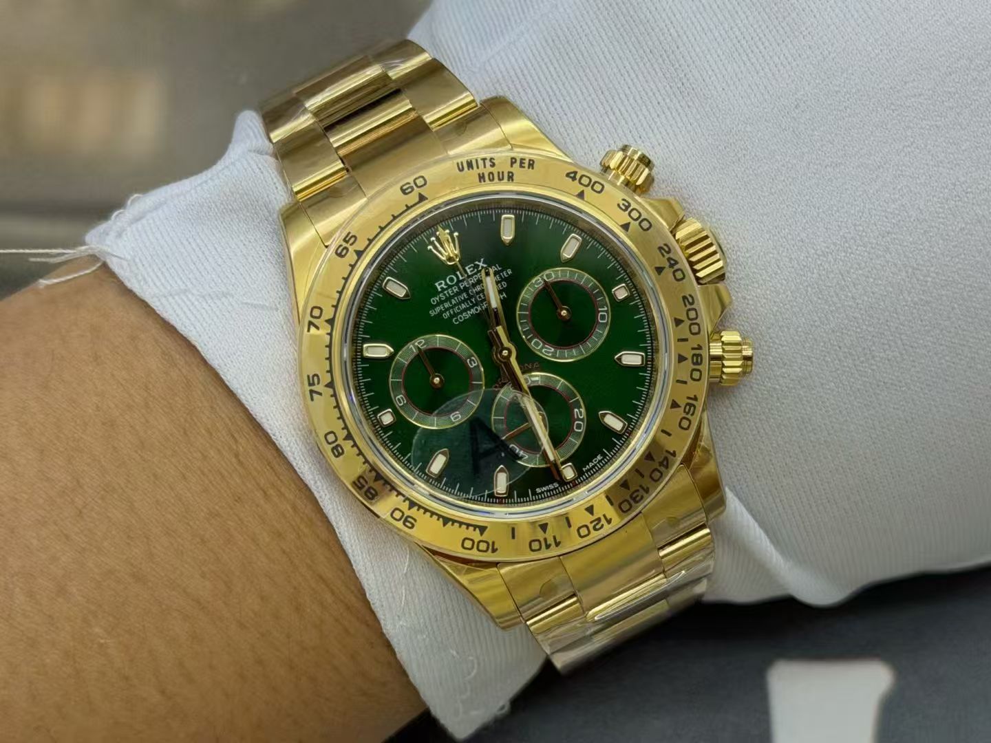 (image for) VSF Rolex Daytona 116508 John Mayer Yellow Gold Case Green Dial with Super Clone 4130 Movement
