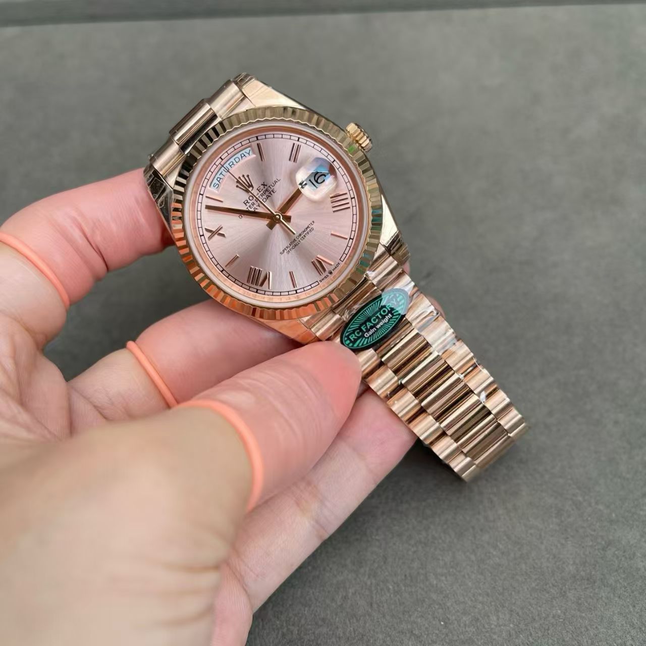 (image for) RCF Rolex Day-Date Gain Weight Rose Gold Case Champagne Dial Super Clone 3255 Movement