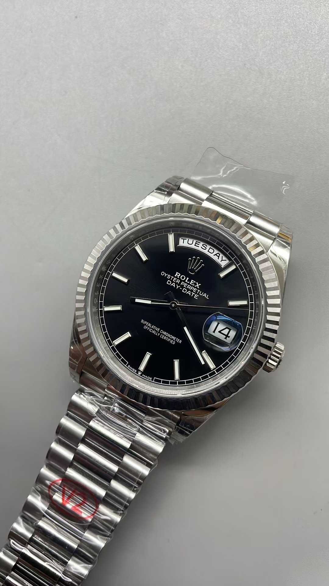(image for) VSF Rolex Day-Date V2 Gain Weight Stainless Steel Case Black Dial Super Clone 3255 Movement