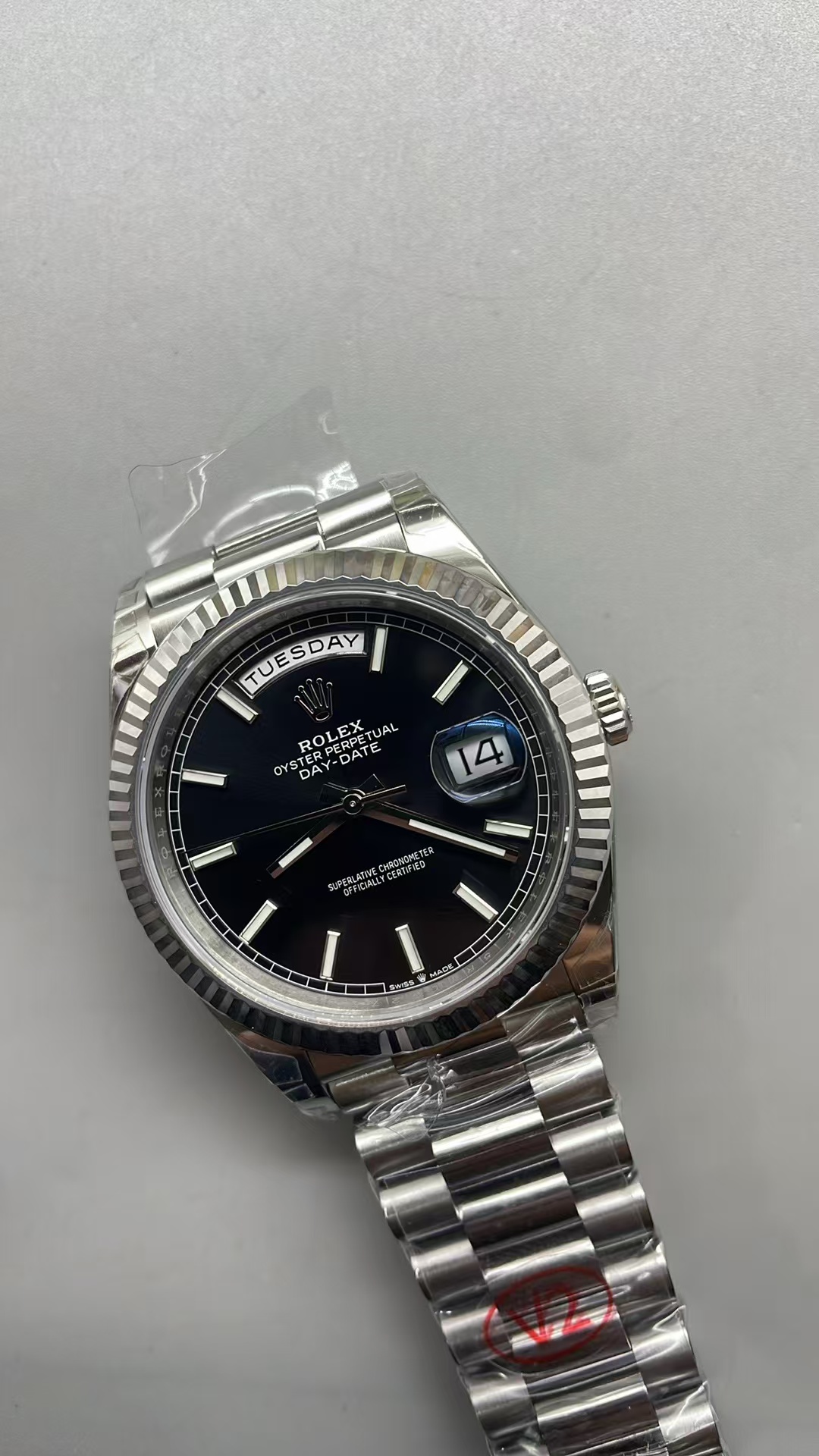 (image for) VSF Rolex Day-Date V2 Gain Weight Stainless Steel Case Black Dial Super Clone 3255 Movement