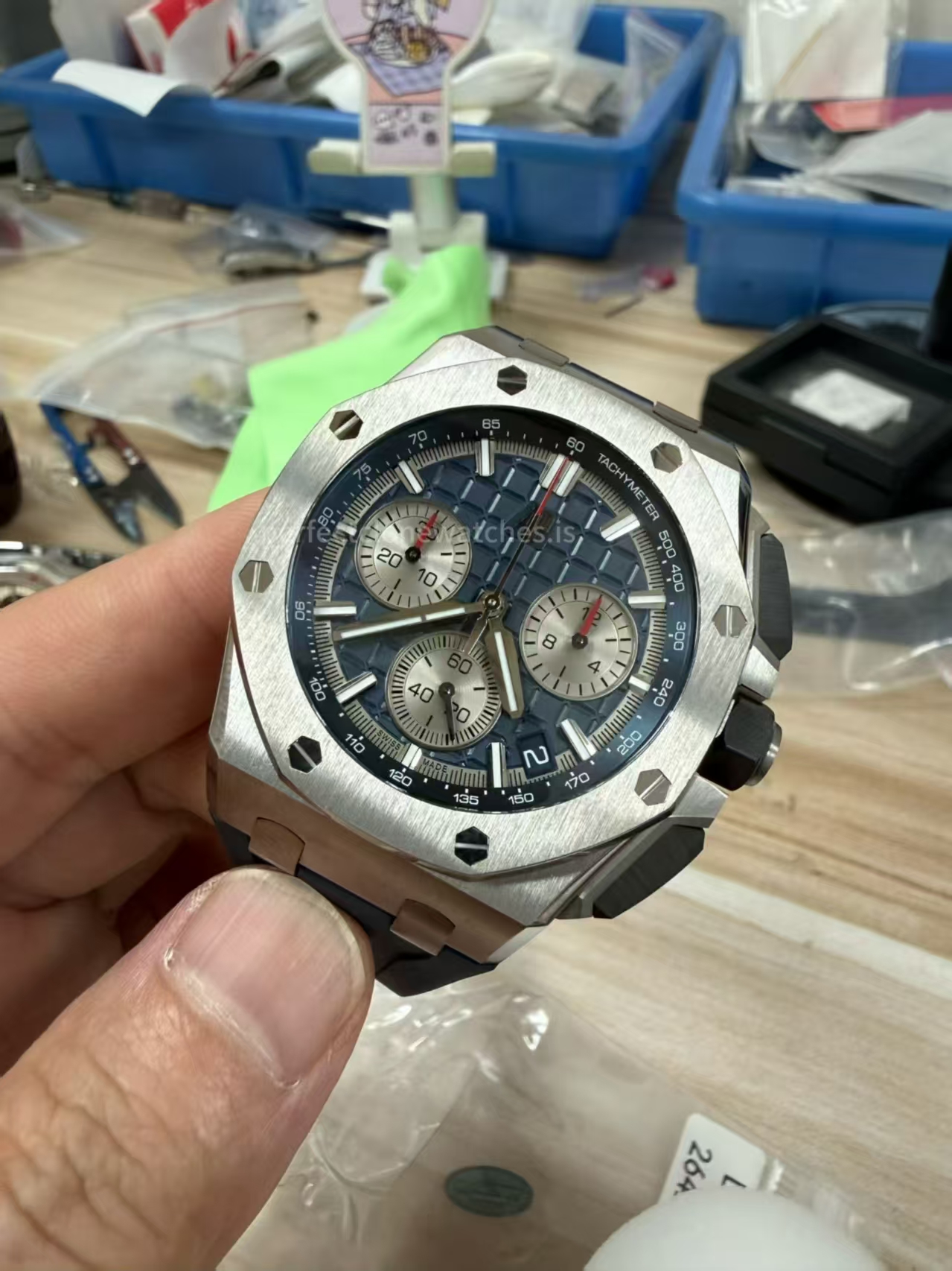 (image for) DDF Audemars Piguet ROO 43mm 26420 Titanium Blue Dial Free Sprung 4401 Flyback Rubber Band