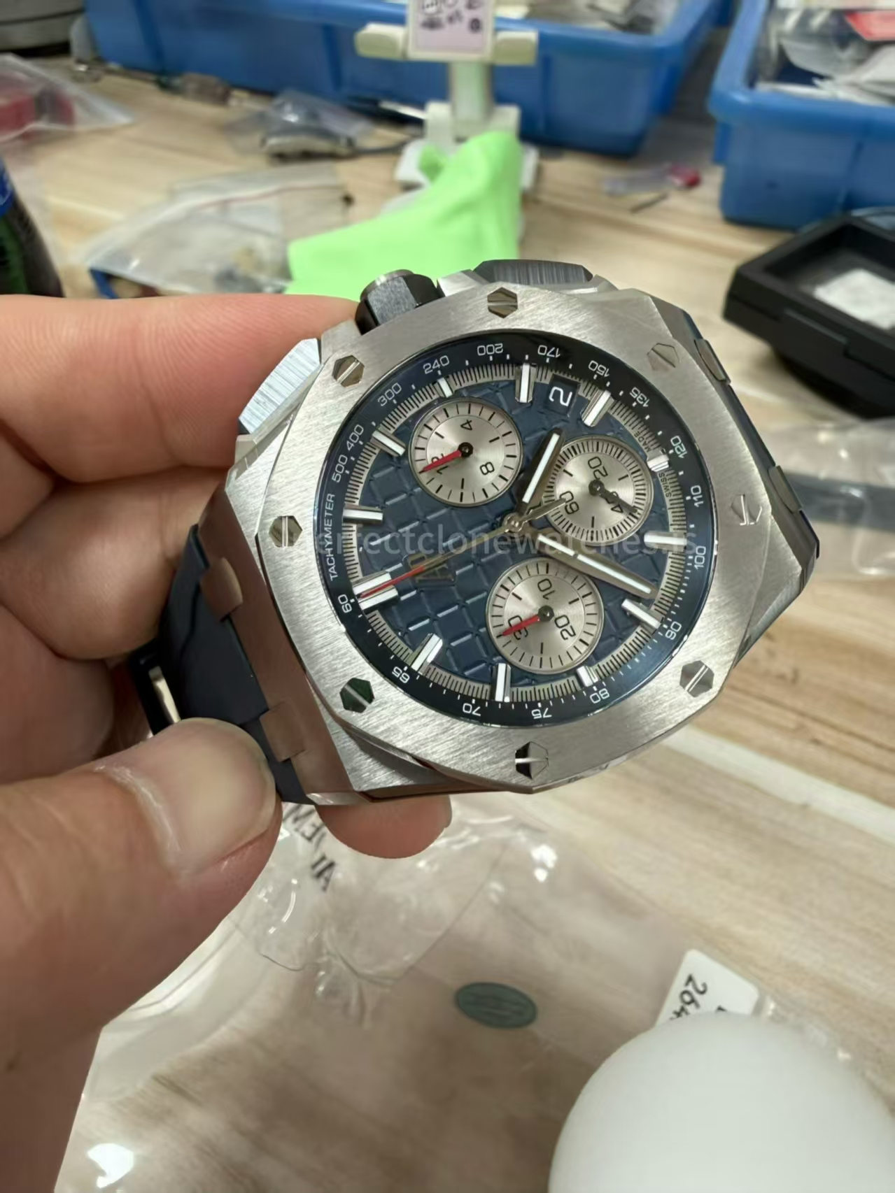 (image for) DDF Audemars Piguet ROO 43mm 26420 Titanium Blue Dial Free Sprung 4401 Flyback Rubber Band