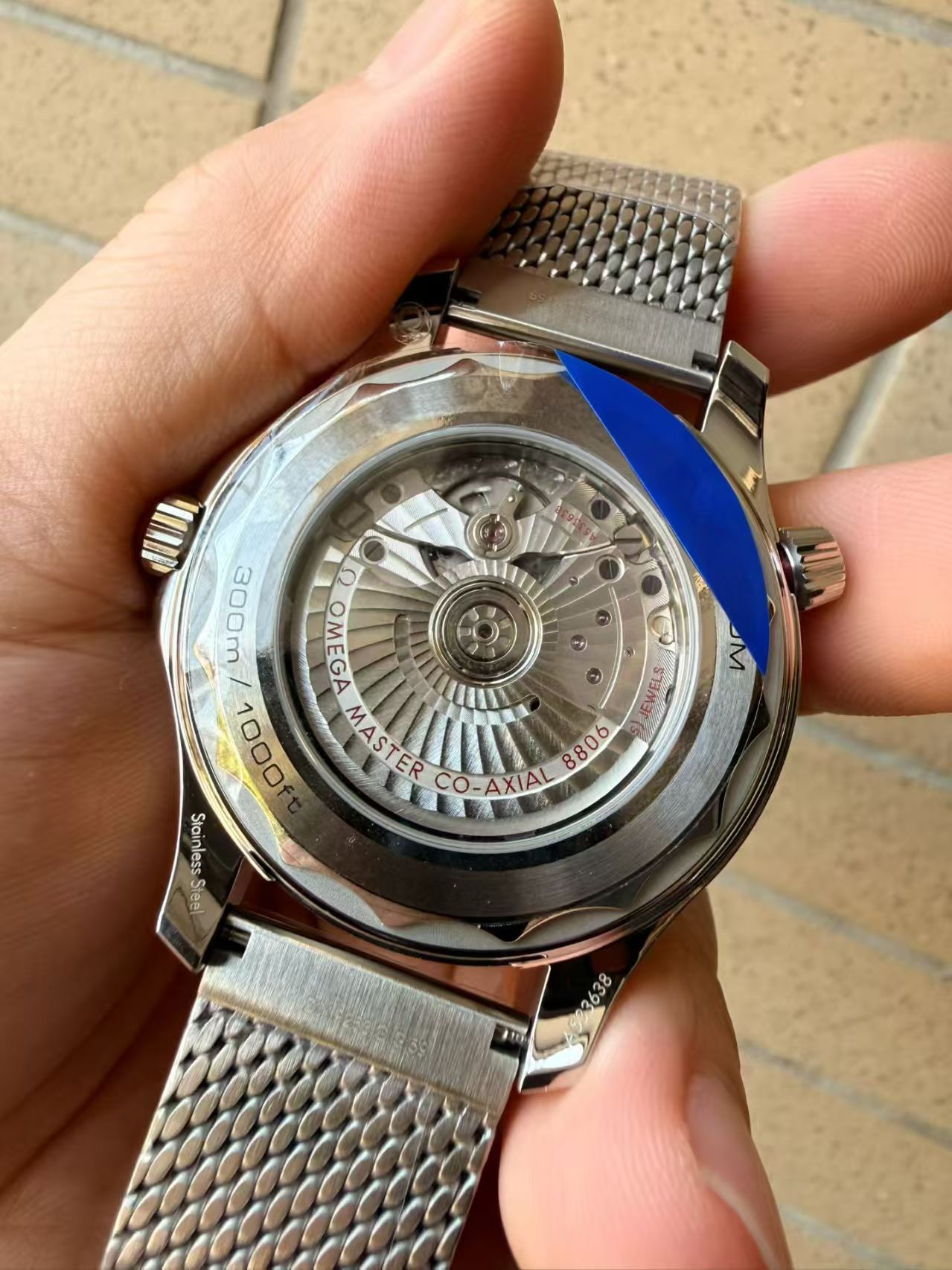 (image for) OR Factory Omega Seamaster 300m Diver Black/Orange Dial Mesh Bracelet Super Clone 8806 Free-Sprung Balance