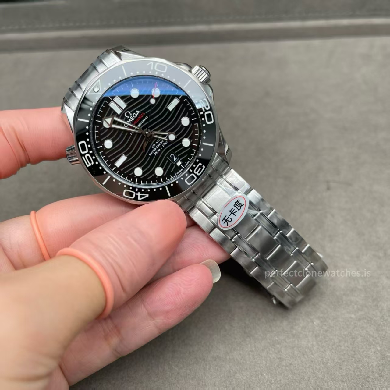 (image for) OR Factory Omega Seamaster 300m Black Wave Dial Super Clone 8800 Movement with Free-Sprung Balance