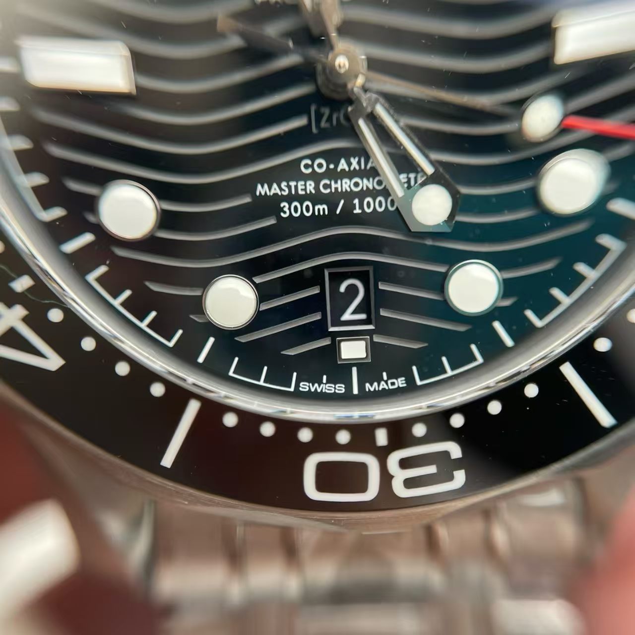 (image for) OR Factory Omega Seamaster 300m Black Wave Dial Super Clone 8800 Movement with Free-Sprung Balance