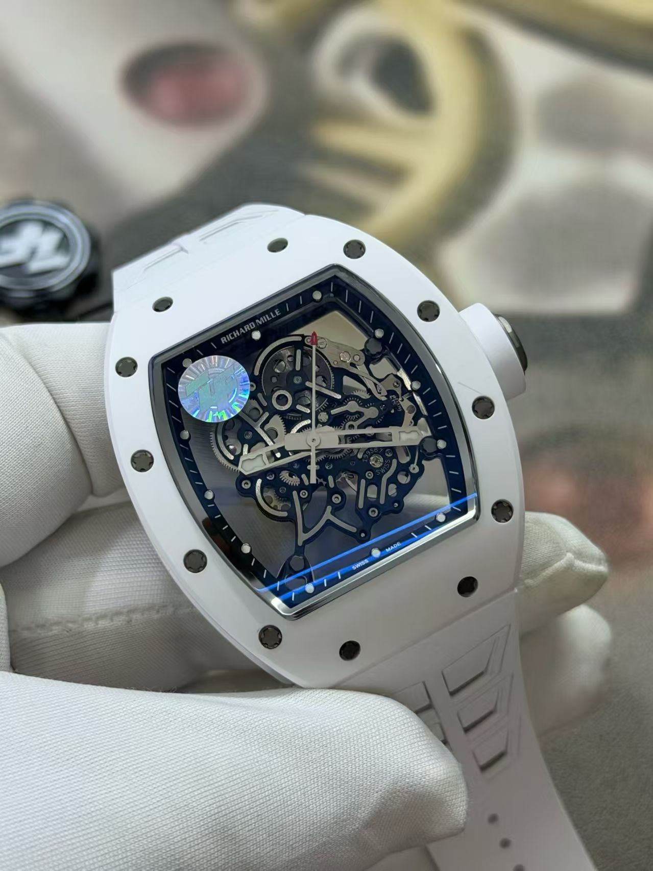 (image for) ZF Richard Mille RM055 White Ceramic Free-Sprung RMUL2 Movement White Rubber Band