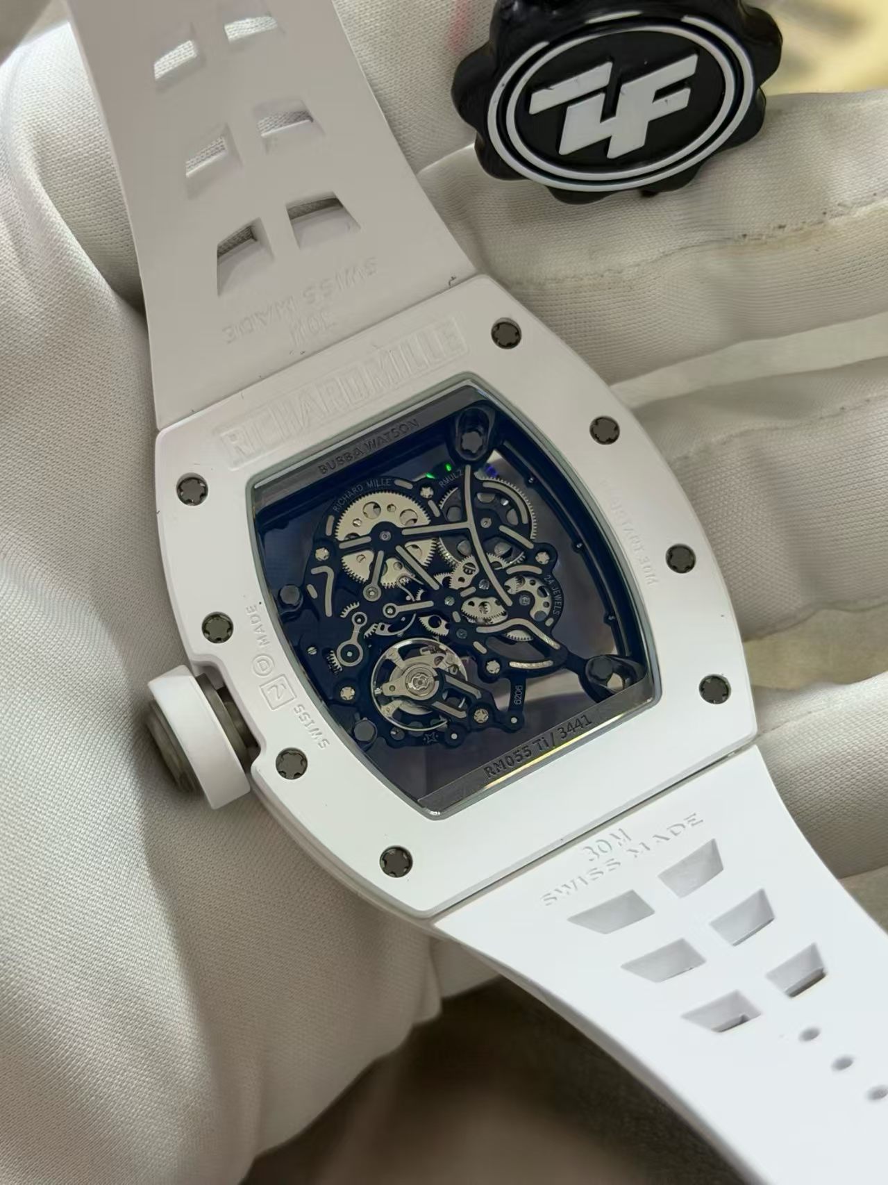 (image for) ZF Richard Mille RM055 White Ceramic Free-Sprung RMUL2 Movement White Rubber Band