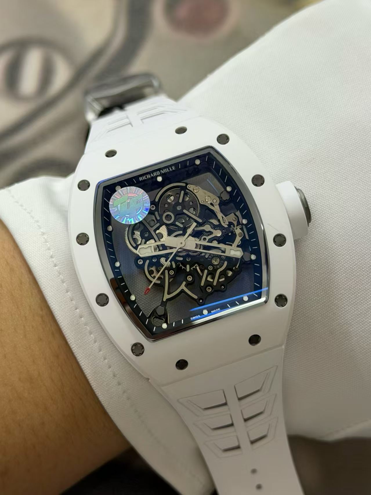(image for) ZF Richard Mille RM055 White Ceramic Free-Sprung RMUL2 Movement White Rubber Band