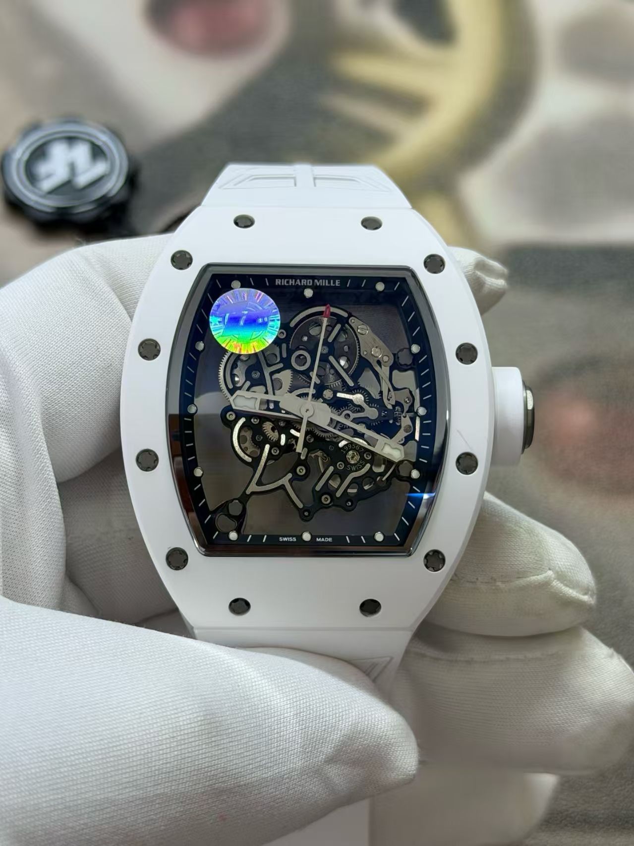 (image for) ZF Richard Mille RM055 White Ceramic Free-Sprung RMUL2 Movement White Rubber Band