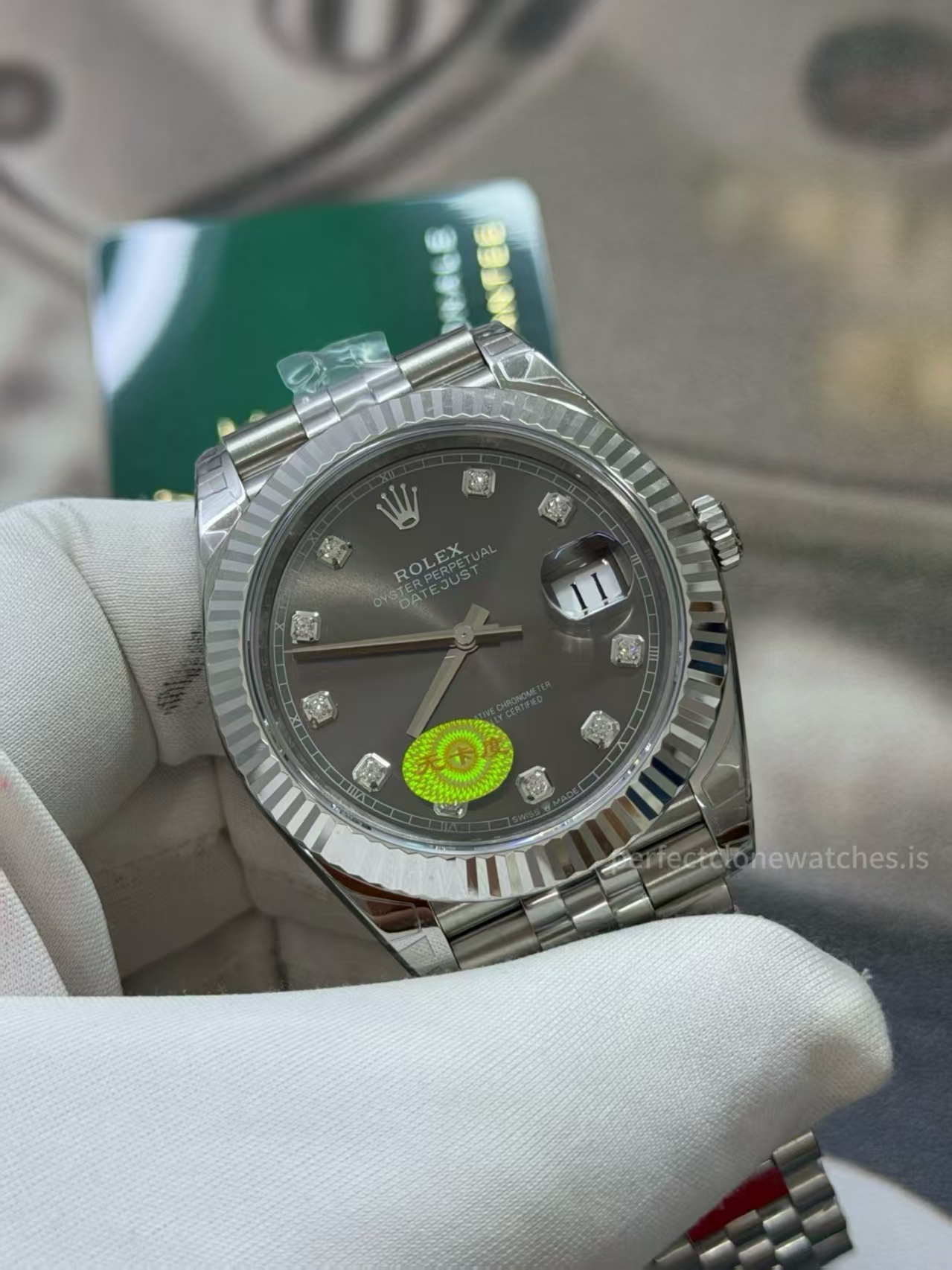 (image for) VS Factory Rolex Datejust II 41mm Grey Dial Diamond Markers Free-Sprung 3235 Movement