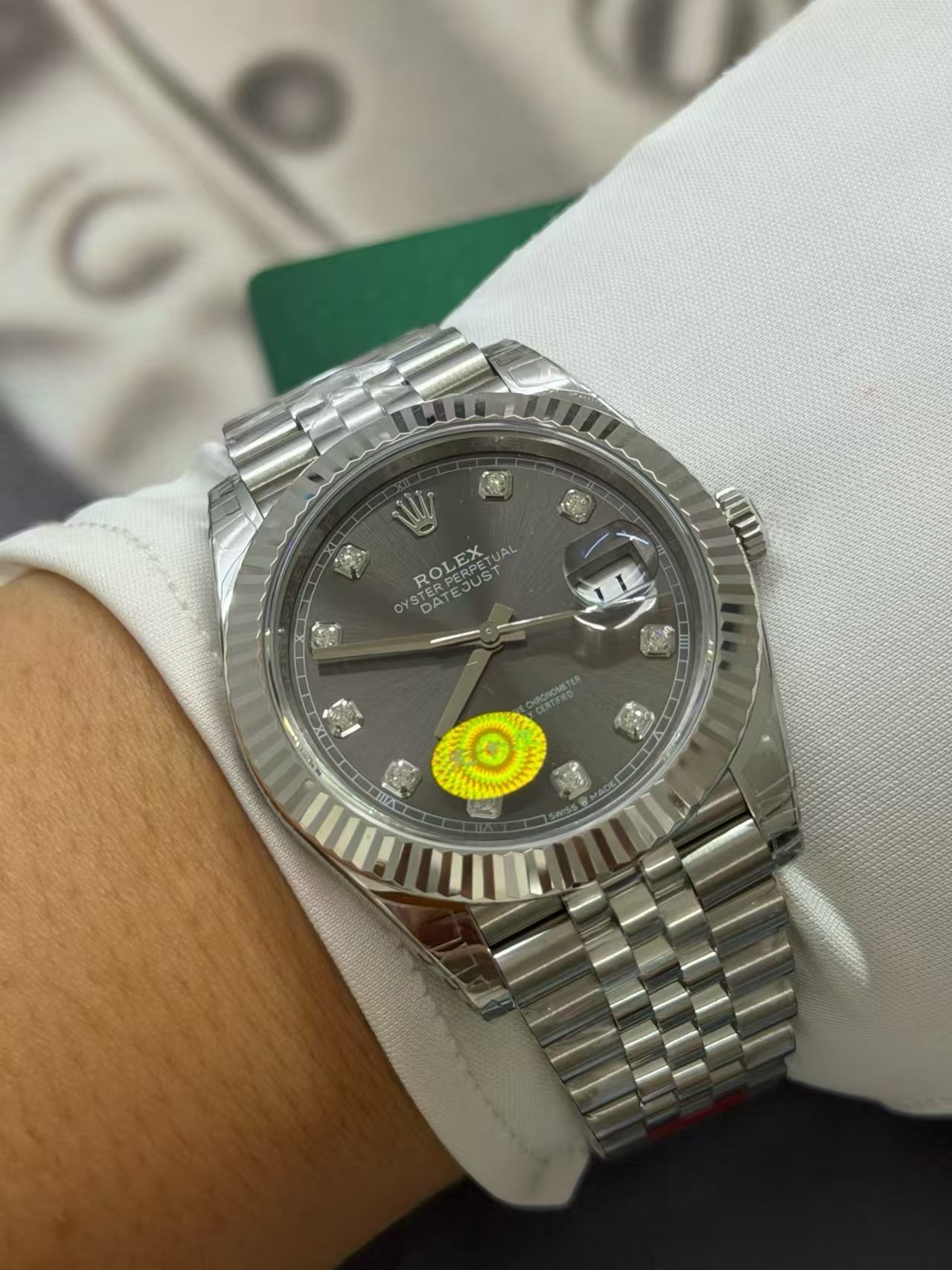 (image for) VS Factory Rolex Datejust II 41mm Grey Dial Diamond Markers Free-Sprung 3235 Movement