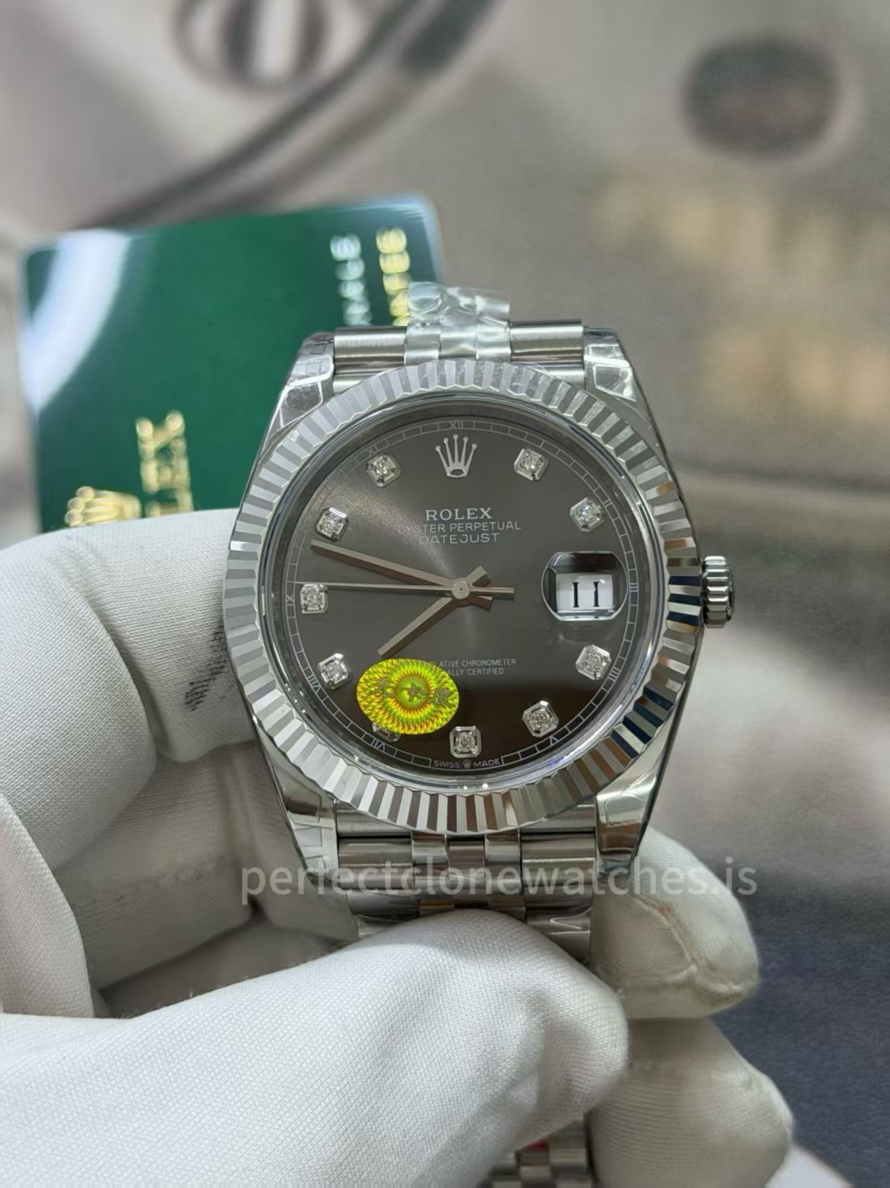 (image for) VS Factory Rolex Datejust II 41mm Grey Dial Diamond Markers Free-Sprung 3235 Movement