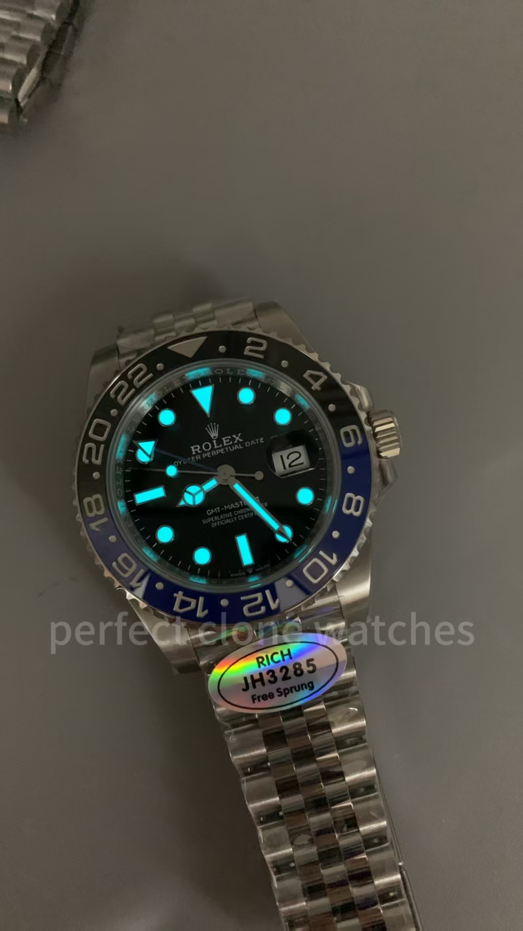 (image for) Rich Factory Rolex GMT-Master II 126710 Batgirl Free-Sprung 3285 Movement Jubilee Bracelet