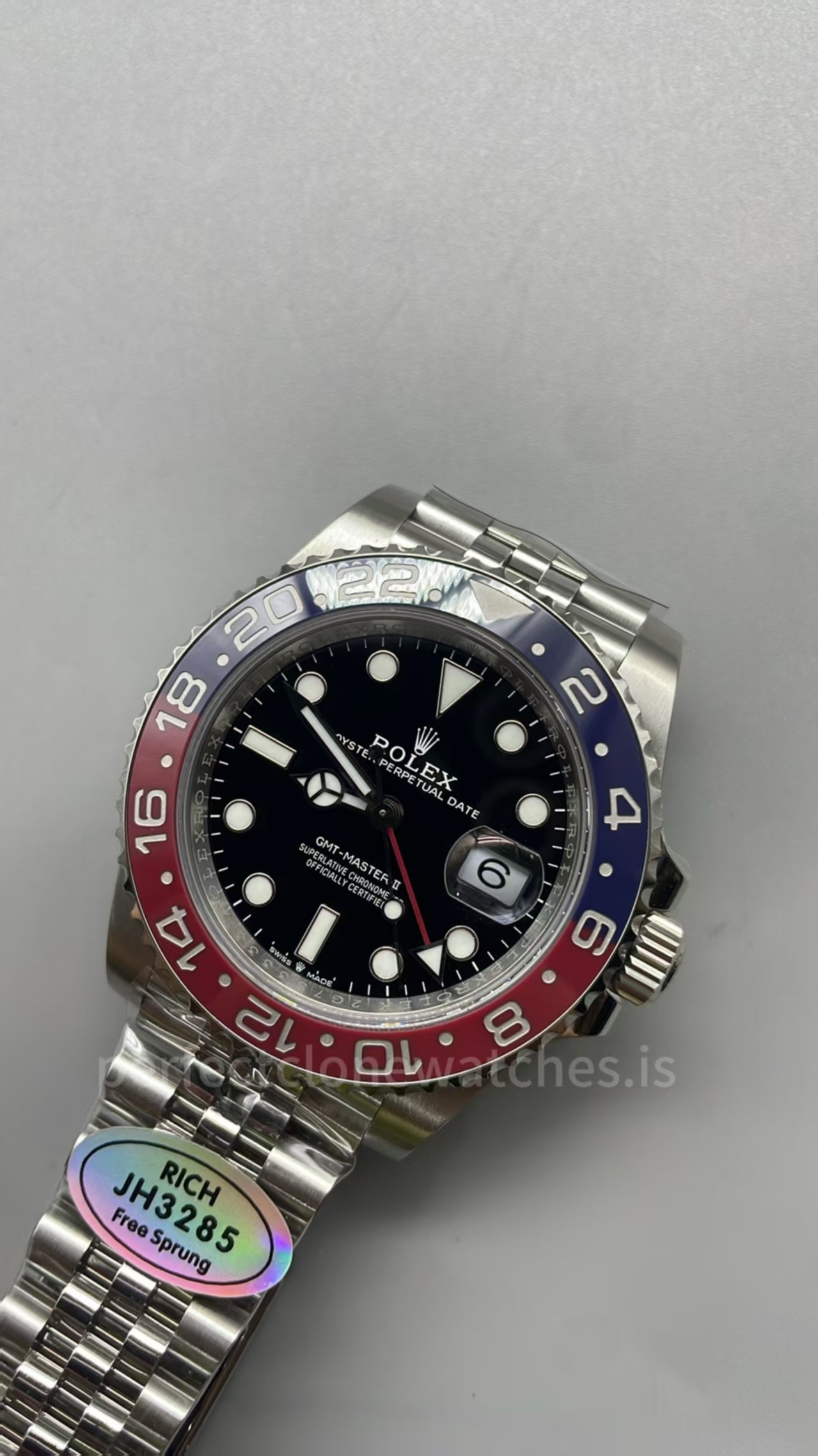 (image for) Rich Factory Rolex GMT-Master II 126710BLRO Pepsi Blue/Red Ceramic Bezel Free-Sprung JH3285 Movement