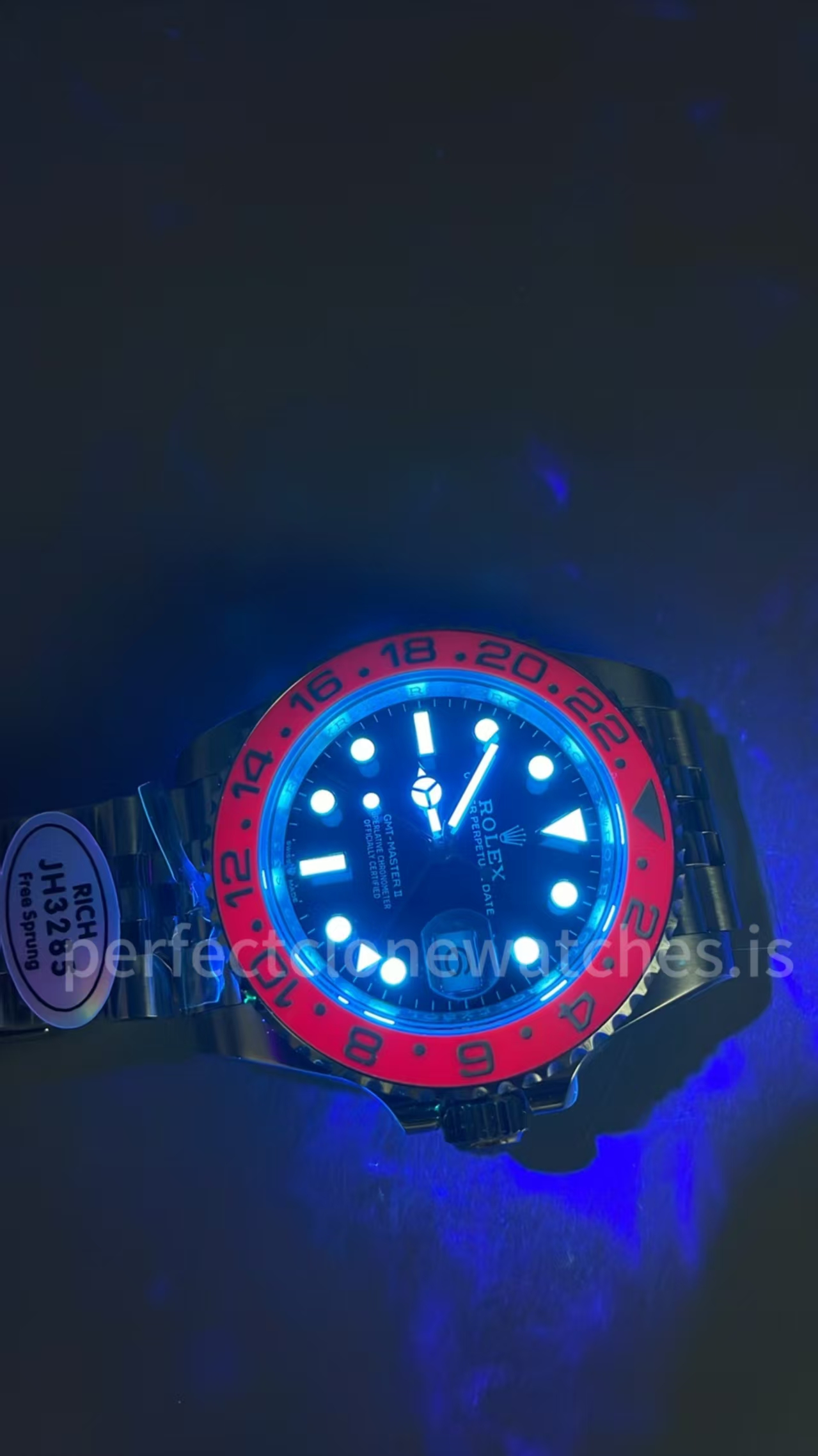 (image for) Rich Factory Rolex GMT-Master II 126710BLRO Pepsi Blue/Red Ceramic Bezel Free-Sprung JH3285 Movement