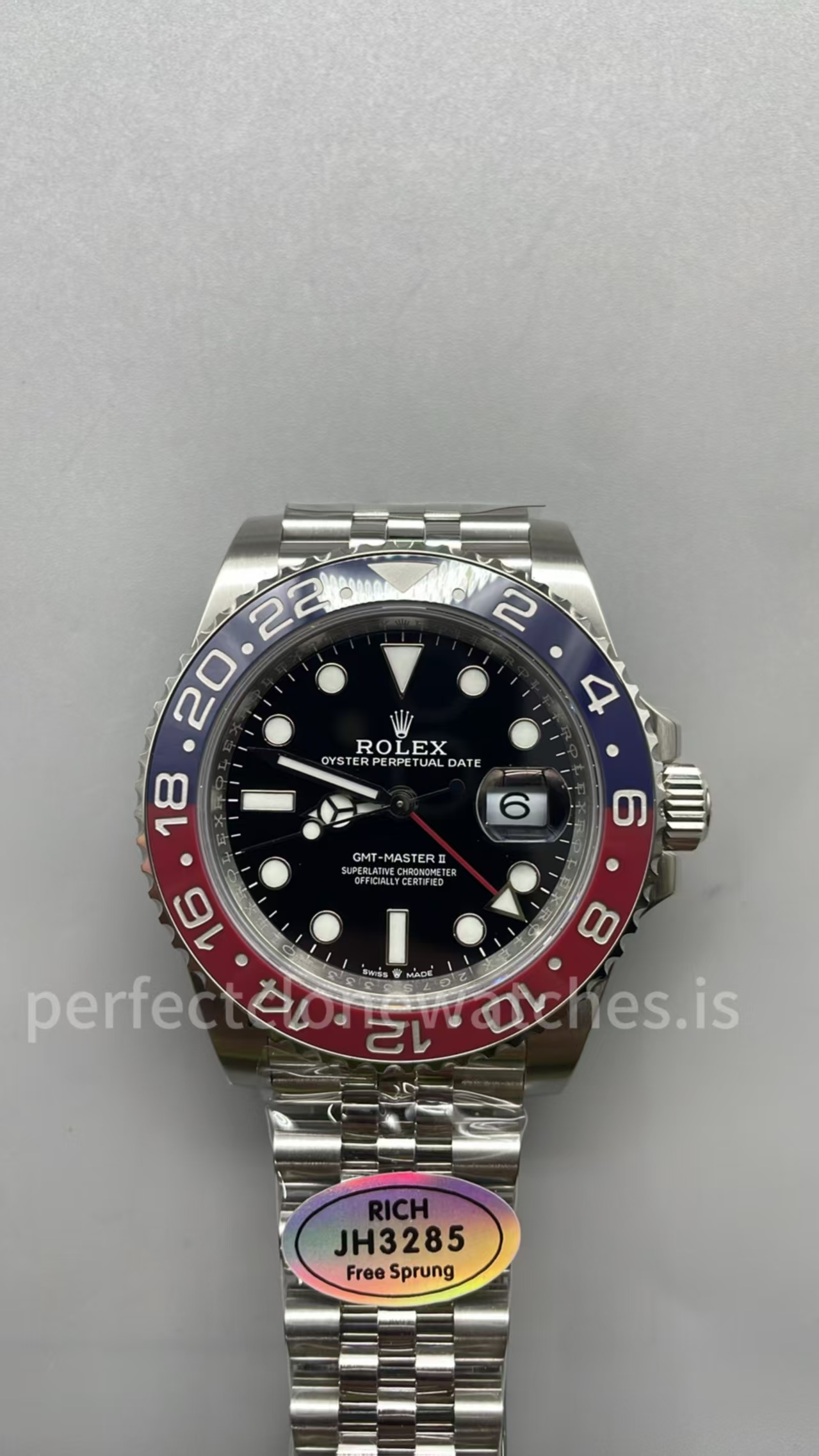 (image for) Rich Factory Rolex GMT-Master II 126710BLRO Pepsi Blue/Red Ceramic Bezel Free-Sprung JH3285 Movement